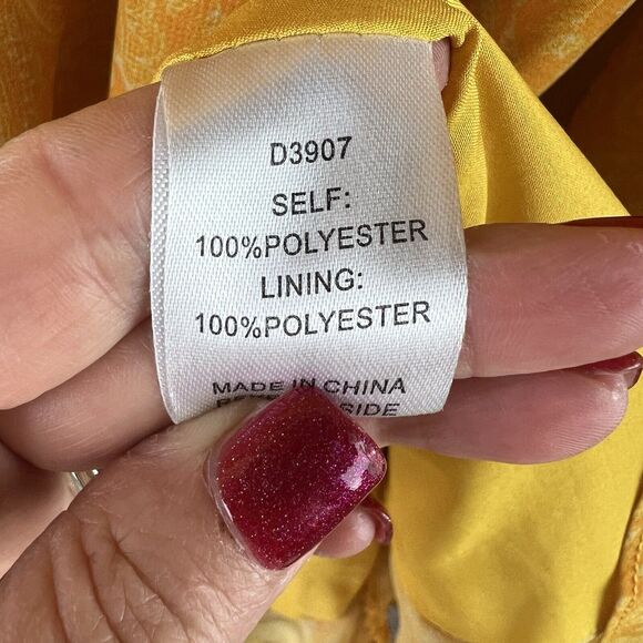 ALEXIA ADMOR KATHLYN DRESS Mustard Yellow Paisley Faux Wrap Long Sleeve 6 - Picture 9 of 12